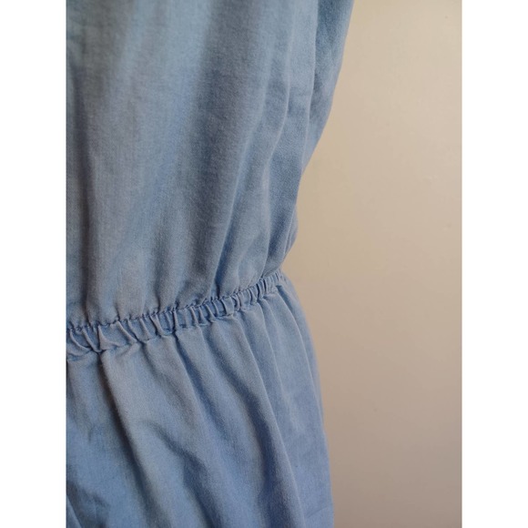 Denim Romper Floral Embroidery - Picture 5 of 9